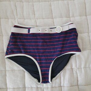 Red Striped Navy Bikini Bottom